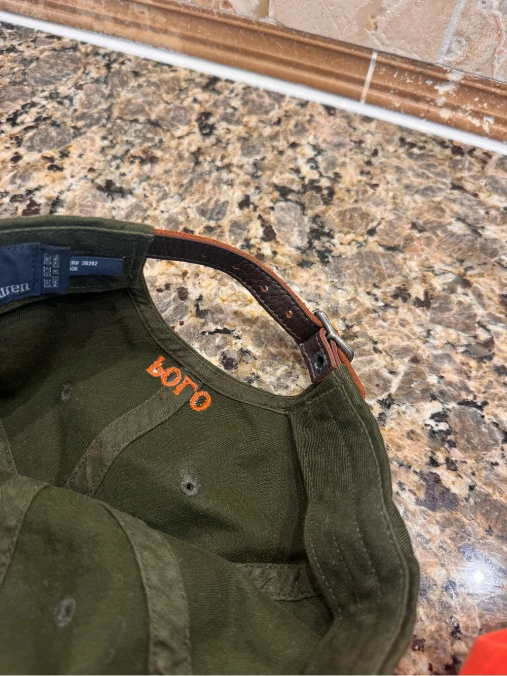 (2) Ralph Lauren Baseball Caps Olive Green & Orange Cotton - Picture 10 of 12